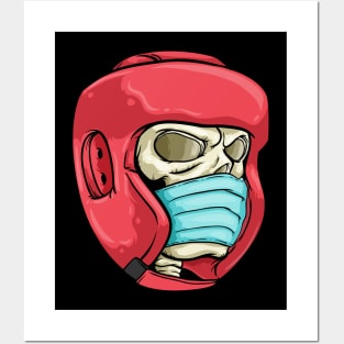 Skull with Face mask and Boxing helmet Posters and Art